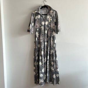 Patty Kim Marni floral cotton dress . 3/4 wide sleeves.